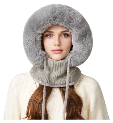 Produktbild von 3-in-1-Set Outdoor-Kopfbedeckung: Mütze, Schal, abnehmbarer Gesichtsschutz, verstellbare Passform, winddicht, warm, Strickfleece, Wintermütze
