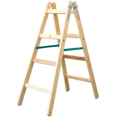Produktbild von Holzleiter Premium 2x4 Stufen 150kg klappbare Malerleiter Klappleiter Doppelstufenleiter mit Eimerhaken