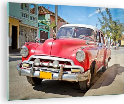 Produktbild von Bilder auf glas - Chevrolet Auto Havanna - 70x50cm - Glasbilder - Wandbilder - Kunstdruck - zum Aufhängen bereit - Wanddekoration aus Glas - Glas Bilder - Wandbild auf Glas - Einteilig - GAA70x50-2411