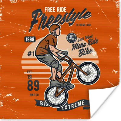 Produktbild von MuchoWow® Poster Fahrrad - Mann - Retro 30x30 cm - Wandposter - Printing