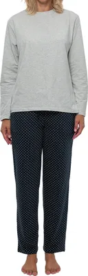 Produktbild von Schiesser Organic Baumwolle Schlafanzug Lounge Set bestehend aus einer langen Hose und einem Langarm-Shirt, Weiches Material mit hohem Baumwoll-Anteil, Hautfreundlich und elastisch