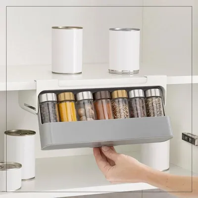 Produktbild von Gewürzregale Organizer Gewürzflaschen-Lagerregal Küchenzubehör Selbstkleb für Küche Organizer 32x13.5x6.5cm