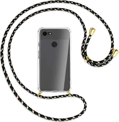 Produktbild von Handykette Backcover-Schutzhülle mit Band (Metall goldfarben) für Google Pixel 3 - camouflage