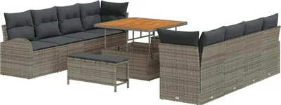 Immagine prodotto di Set da giardino composto da 11 pezzi, colore grigio, in rattan sintetico