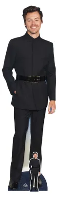 Immagine prodotto di Harry Styles sorridente, completo nero - Pannello decorativo gonfiabile - 55x185 cm