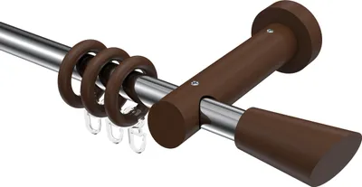 Produktbild von Interdeco Gardinenstange / Vorhangstange Chrom / Nussbaum lackiert, Typ Talena Bero (Konus Schräge), 20 mm Ø 1-läufig, 280 cm