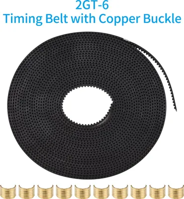 Image de accessoire pour imprimante 3D 2GT Timing Belt Width 6mm 5M/16.4ft Length with 10 Brass Copper Buckle for Creality Ender-3 Ender-3 Pro Rubber Reinforced Belt Suitable for Inkjet Printer Transfer Machine Glue Machine