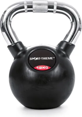 Produktbild von Sport-Thieme Kettlebell "Gummiert mit gerändeltem Chrom-Griff", 12 kg