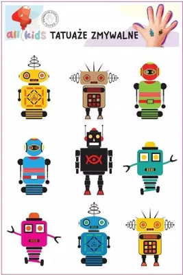 Produktbild von Abwaschbare Tattoos für Kinder Roboter
