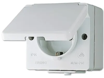 Obrázek produktu pro JUNG Zásuvka 1f gr glz WG600 povrchová výklopná IP44