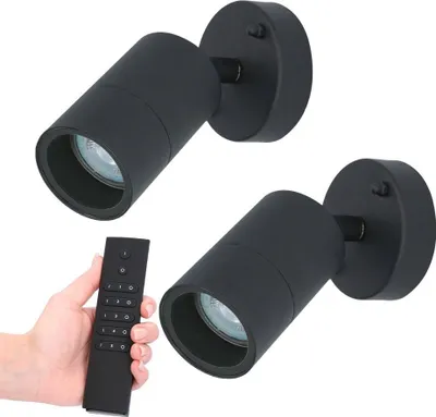 Produktbild von hoftronic LED Wandleuchte 4W 2700K IP44 GU10 Schwarz 2er-Set dimmbar
