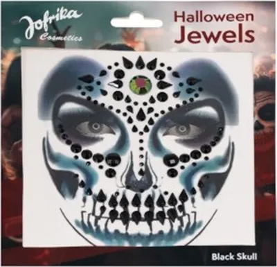 Produktbild von Jofrika Cosmetics 743310 - Halloween Jewels, Black Skull, Selbstklebende Schmucksteine, La Catrina