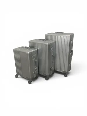 Produktbild von Heuer 2026 "STRIPE" Aluminiumkoffer Reisekoffer Hartschale, Silber, 28 Zoll