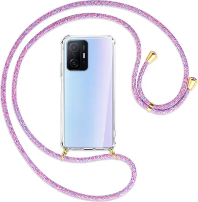 Produktbild von Handykette Backcover-Schutzhülle mit Band (Metall goldfarben) für Xiaomi Mi 11T - lila/rosa/blau
