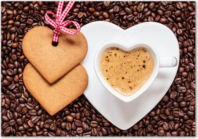 Produktbild von Tulup® Glas-Bild - 100 x 70 - Wandbild aus Glas - Wandkunst - Wandbild hinter gehärtetem Sicherheitsglas - Essen & Getränke - Kaffee Lebkuchen - Braun