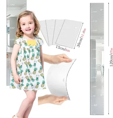 Produktbild von Wachstumsspiegel für Kinder - Ganzkörper-Wandspiegel - Bruchsicherer Kunststoff - Höhenmessskala - Für Kinderzimmer, Spielzimmer, Schlafzimmer