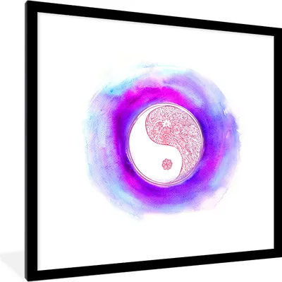 Produktbild von MuchoWow® Gerahmtes Poster Eine Illustration eines Yin- und Yang-Logos mit Farben 40x40 cm - Poster mit Schwarzem Bilderrahmen Wandposter Rahmen Foto Bilder - Poster - Plakat im Rahmen