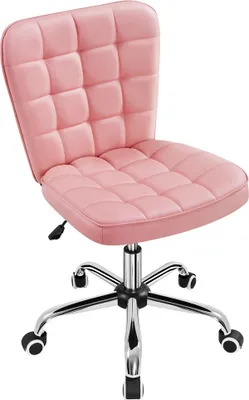 Produktbild von Yaheetech Bürostuhl Ergonomisch Schreibtischstuhl Drehstuhl höhenverstellbar Kosmetikhocker Chefsessel, Polsterstuhl mit Rollen, Homeoffice Stuhl ohne Armlehne, Kunstleder Rosa
