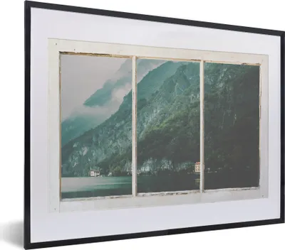 Produktbild von MuchoWow® MuchoWow® Gerahmtes Poster Aussicht - Berg - Nebel 40x30 cm - Poster mit zchwarzem Bilderrahmen - Bilderrahmen - Poster im Rahmen