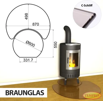 Produktbild von AKTION ! Kaminbodenplatte & Funkenschutzplatte - Funkenschutz für Kamin & Ofen - geteilte Saisonplatte Ontario - Braunglas