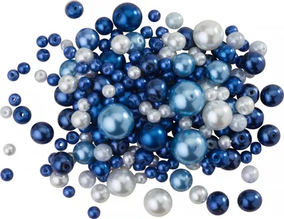 Produktbild von Glaswachsperlen-Mix, 65g Blau/Weiß