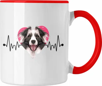 Produktbild von Trendation - Border Collies Besitzer Tasse Geschenk Lustiger Spruch Geschenkidee Herzschlag Border Collies (Rot)