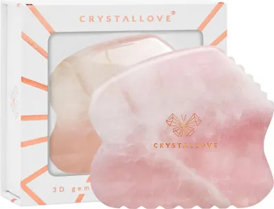 Obrázek produktu pro CRYSTALLOVE Růženec CONTOUR GUA SHA – masážní destička na obličej z růženecového křišťálu