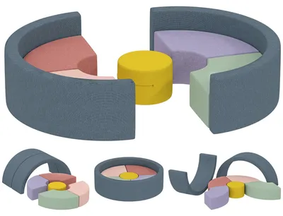 Immagine prodotto di Blocchi di costruzione per bambini piccoli – Set morbido da 7 pezzi | Colore: blu e grigio | Dimensioni: 107x107x30 cm