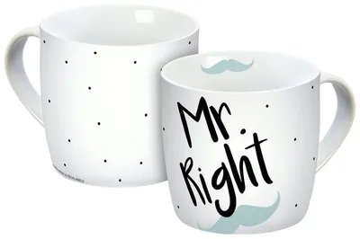 Mok Mr. Right 300 ml, Porzellan, spülmaschinenfest, mikrowellengeeignet