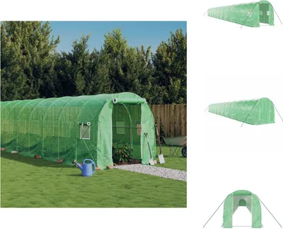 Obrázok produktu pre vidaXL Skleník s oceľovým rámom zelený 40 m² 20x2x2 m - Skleníky