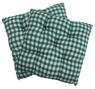 Produktbild von Stuhlkissen 38x38 cm ComfySeat - Sitzkissen mit 6 cm Comfort Sitzpolster - Indoor & Outdoor, Farbe:Karo-Grün, Set:2er Set