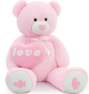 Immagine prodotto di Orsacchiotto XXL da 130 cm con cuore e scritta "Ti amo", rosa, peluche, morbido