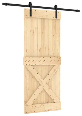 Produktbild von vidaXL Schiebetür Natürlich und Schwarz 85 x 210 cm Massivkiefer