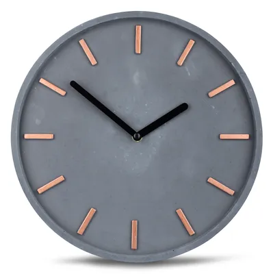 Produktbild von Hochwertige Beton-Uhr Wanduhr ca. 30cm Grau Kupfer Uhrzeit modern Wanddeko