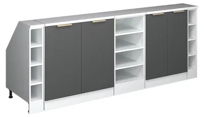 Produktbild von Küchenschrank für Dachschrägen Vicco R-Line Anthrazit-Gold 210 cm 5er Set Schrankkorpuss 60 cm Tiefe, Model 60657