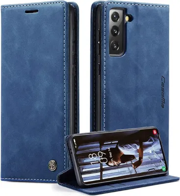 Produktbild von Samsung Galaxy S21 5G Hülle - Premium Leder Flip Case Blau