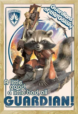 Immagine prodotto di Guardiani della Galassia - Rocket e Baby Groot - Locandina cinematografica spaziale - 61x91,5 cm, cornice in MDF faggio