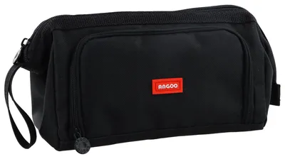 Image de Grande trousse à crayons à 2 compartiments, portable, noire, imperméable, pour filles, garçons et adultes, organisation scolaire et professionnelle, fournitures de bureau