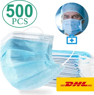 Produktbild von Einweg-Masken 500 masken kurz Mundschutz Maske Gesichtsmaske masken infektionsschutz masken einwegmasken mundschutz Stück Anti-Staub Maske