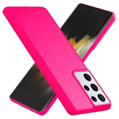 Produktbild von NALIA Neon Handy Hülle für Samsung Galaxy S21 Ultra, Silikon Case Cover Bumper Pink