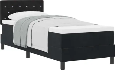 Obrázok produktu pre Posteľ s pružinovým rámom s matracmi Čierna 80 x 200 cm Zamat