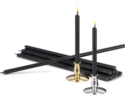Produktbild von Set 2 Kerzenhalter + 200g Altarkerzen schwarz L 29cm Ritualkerzen Paraffin 40066