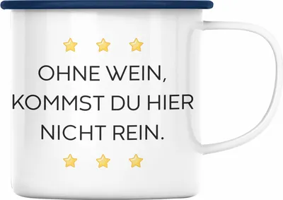 Produktbild von Trendation - Lustige Emaille Tasse mit Spruch für Frauen Männer Arbeit Büro Lustig Emaille Tassen Becher mit Sprüchen Kollegin Geschenk Sarkasmus Wein Spruch (Blau)