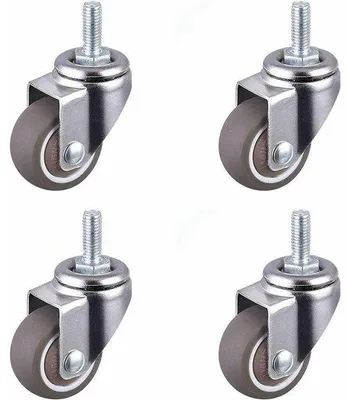 Produktbild von Universal schwenkwielen für Rollstühle mit M8x15mm Schraubgewinde, gummiabgetupften Rädern, 50mm Durchmesser, 4 Stück