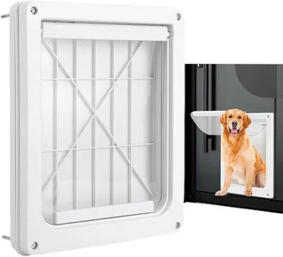 Produktbild von Famanu Haustierklappe - Verstellbares Paneel für Hunde und Katzen - Mittelgroß - Weiß