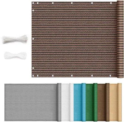 Produktbild von Gartenzaun - Balkonabtrennung - Gartenabtrennung - 40x420cm - Holzaufbau - Braun - Doppelstärke