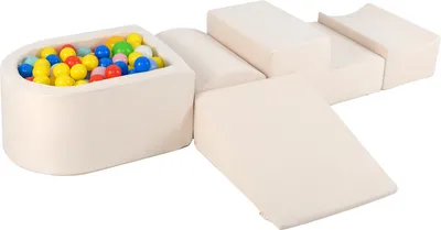Immagine prodotto di COSTWAY 5 pezzi. Blocchi in schiuma, blocchi giganti con piscina di palline, blocchi grandi per giocare e arrampicarsi, blocchi da arrampicata morbidi, senza palline da gioco, beige