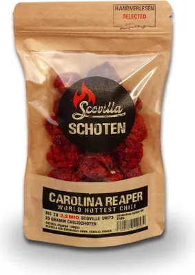 Produktbild von Scovillas Carolina Reaper Schoten, getrocknet, 20g