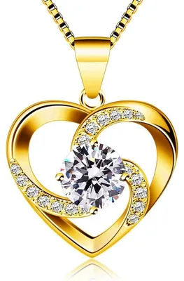 Produktbild von Halskette Herz Damen 925 Sterling Silber Zirkonia 45cm goldfarben