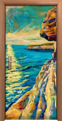 Produktbild von Türposter 90x200 cm Türaufkleber Türtapete Türfolie Klebefolie Kunst Sonnenuntergang Meeresufer